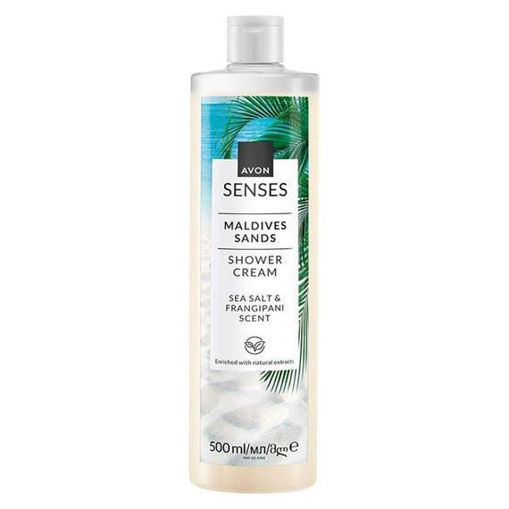 Крем-гель для душу Avon Senses «Мальдівські піски» з ароматом франжіпані та морської солі, зволожуючий, 500 мл