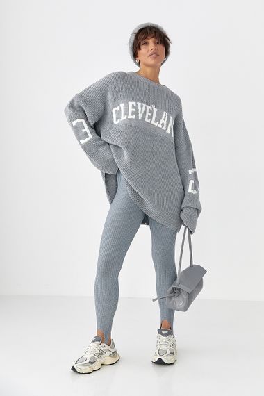 Оверсайз джемпер із крупної в'язки - сірий цвет, ONE SIZE (є розміри) | Зображення 2