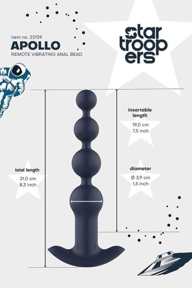 Анальна ялинка з вібрацією Dream Тoys Startroopers Apollo на пульті керування, чорна sexstyle | Зображення 9