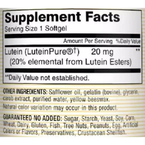 Лютеин Mason Natural Lutein 20 mg 30 Caps | Зображення 1
