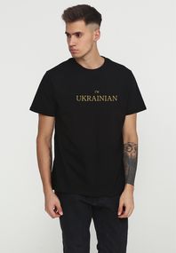 Футболка чоловіча чорна з принтом "I'm Ukrainian (золото)", XL