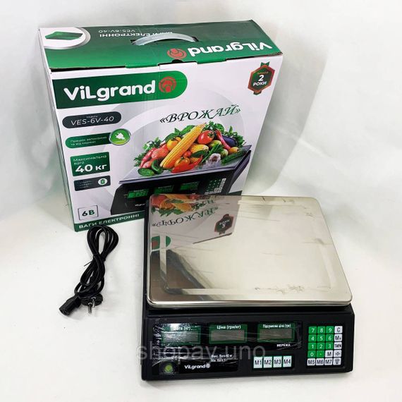 Ваги торговельні ViLgrand VES-6V-40 40 кг з калькулятором та акумулятором | Зображення 6