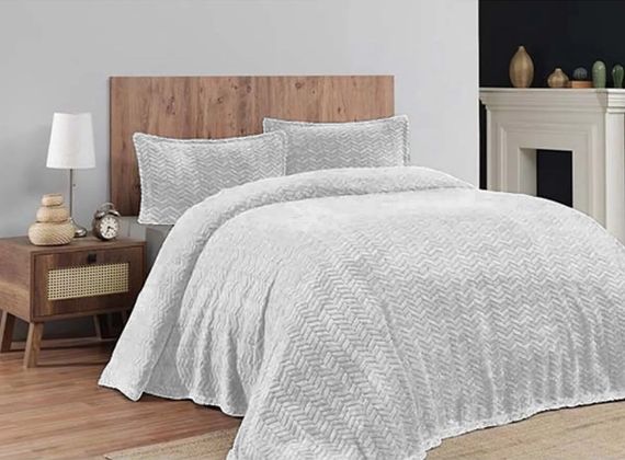 Покривало з наволочками Merinos Sense 220×240 см. Світло-сірий