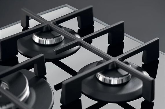 Whirlpool Варильна поверхня газова на склі, 60см, чавун, конфорка з подвійним рядом полум'я, нерж (GMWL628/IXLEE) | Зображення 4