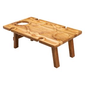 Винный столик-менажница из дерева 50×30 см прямоугольный на ножках дуб BWS500180