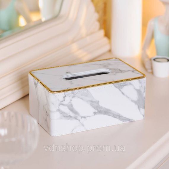 Серветниця з еко шкіри 21.5х13х9 см для кафе і ресторанів Білий мармур HP-3-202 | Зображення 5