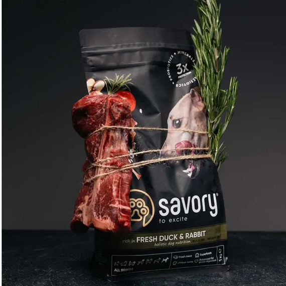 Сухий корм Savory для дорослих собак усіх порід, качка та кролик 3кг | Зображення 3