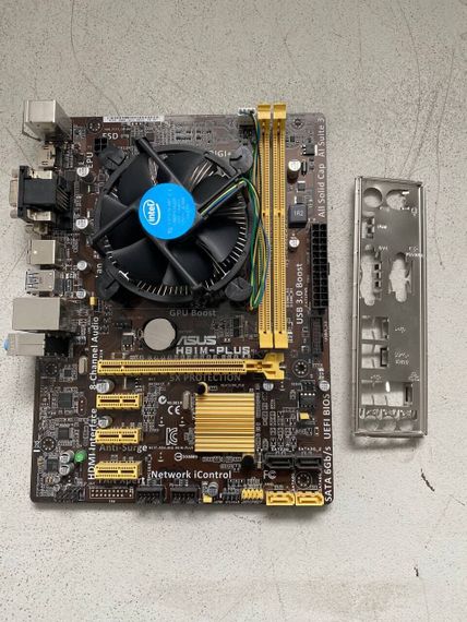 Комплект: Материнська плата Asus H81M-Plus / Intel Core i5-4570 (4 ядра по 3.2 - 3.6 GHz) / Socket LGA 1150 / Задня заглушка б/в | Зображення 1