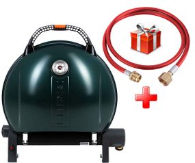 КОМПЛЕКТ Портативний переносний газовий гриль O-GRILL 900, зелений + шланг в подарунок! Код: 013371