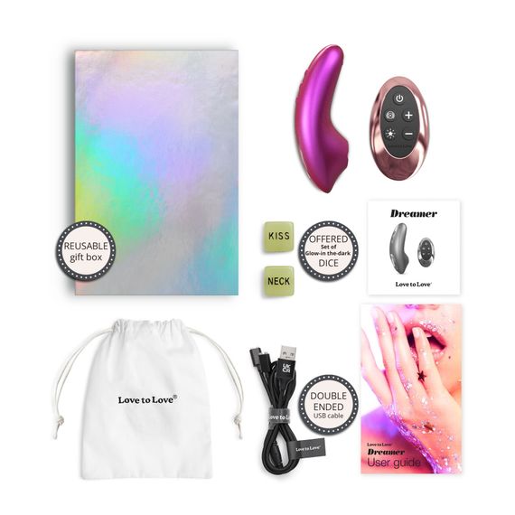 Вакуумний кліторальний стимулятор Love To Love DREAMER – IRIDESCENT BERRY, пестощі язичком, пульт | Зображення 4