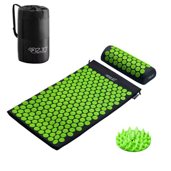 Килимок акупунктурний 4FIZJO Аплікатор Кузнєцова з валиком 72 x 42 см Black/Green 4FJ0043 (P-5907222931745) | Зображення 2