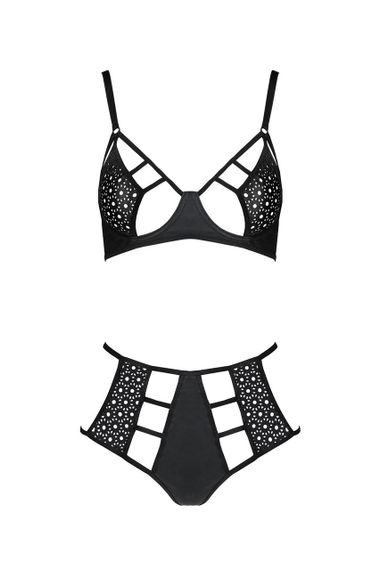 Комплект білизни Passion TASMINA SET L/XL black, ліф, високі трусики з корсетом ззаду | Зображення 2