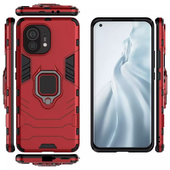 Ударопрочный чехол Transformer Ring for Magnet для Xiaomi Mi 11 Lite Red | Зображення 2