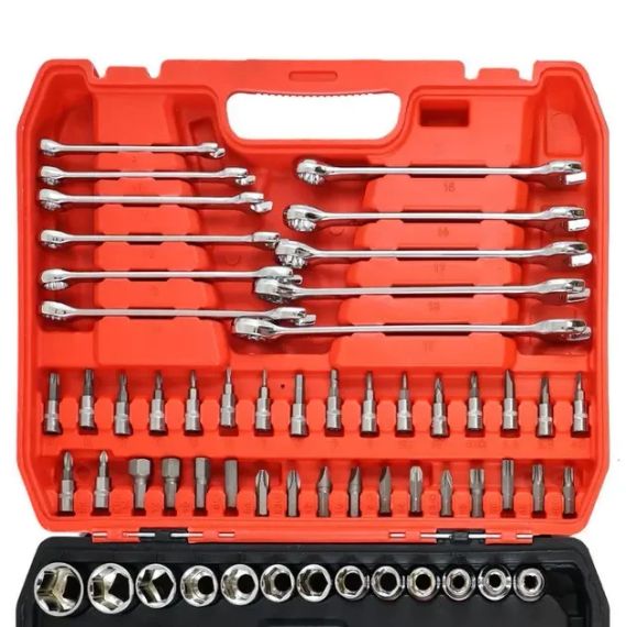 Набор 78 инструментов из хром-ванадиевой стали в пластиковом кейсе CR-V 78 PCS | Зображення 4