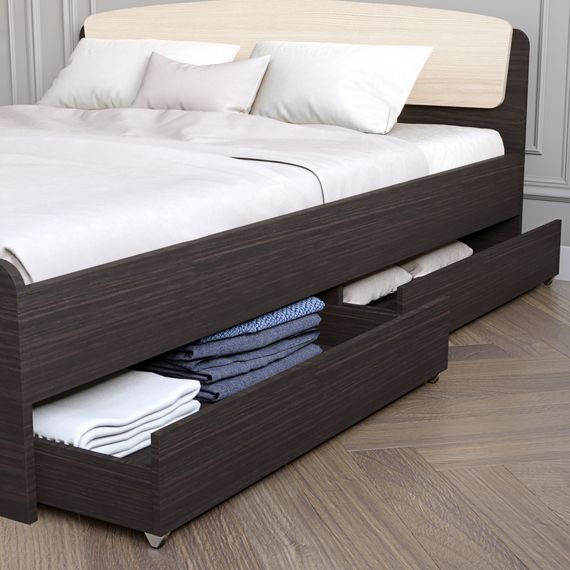 Двоспальне ліжко Еверест Асторія з двома ящиками 160х200 см венге/дуб молочний (EVR-2488) | Зображення 3