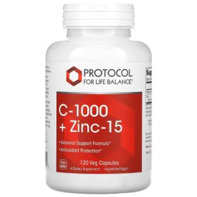 Вітамін C Protocol for Life Balance C-1000+Zinc-15 120 Veg Caps
