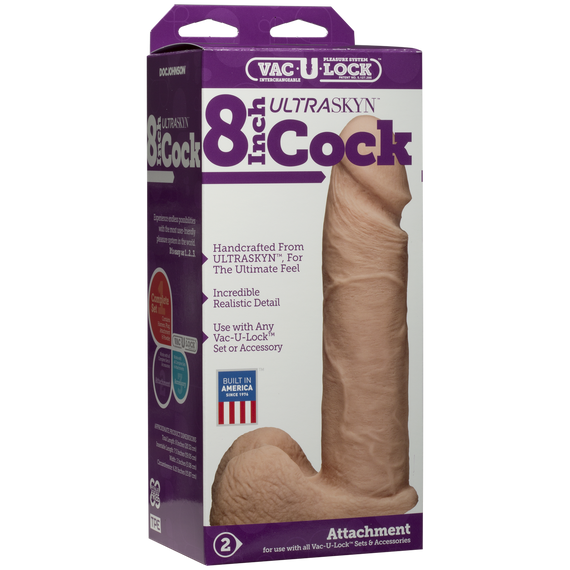 Фалоімітатор Doc Johnson Vac-U-Lock - 8 Inch ULTRASKYN Cock White (м'яте паковання!!!) Sex Aura | Зображення 3