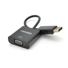 Конвертер VEGGIEG DV-B Display Port (тато) на VGA(мама) 25cm, Black, Пакет