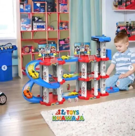 Іграшковий трек паркування Childrens Rail Car MH2004 Щенячий патруль 75 деталей 3 машинки