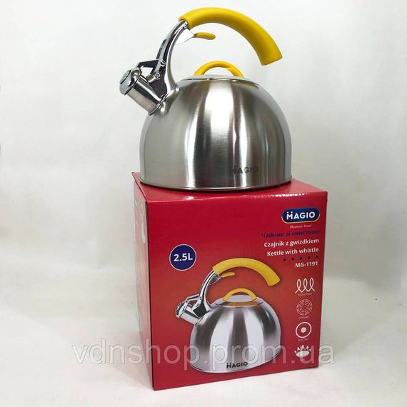 Чайник для приготовления чая со свистком Magio, Чайник со свистком нержавеющая сталь JT-97