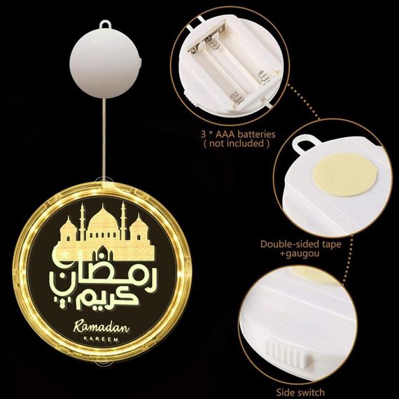 Декоративный LED светильник Ramadan, подвесная лампа Рамадан с батарейным питанием 2 шт, украшение на окно | Зображення 2