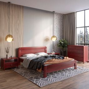 Двоспальне дерев&#039;яне ліжко Mebigrand Тоскана Люкс (підйомний механізм) Махонь 140х190 см (MBG-3054)