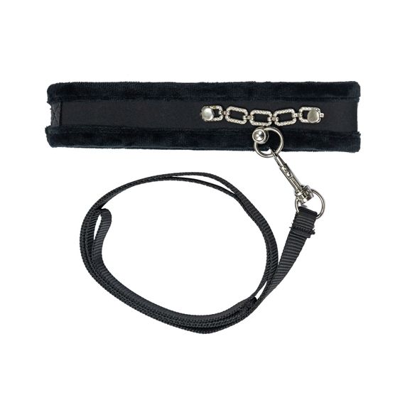 Нашийник із повідцем Punishment - Crystal Collar & Leash - Black