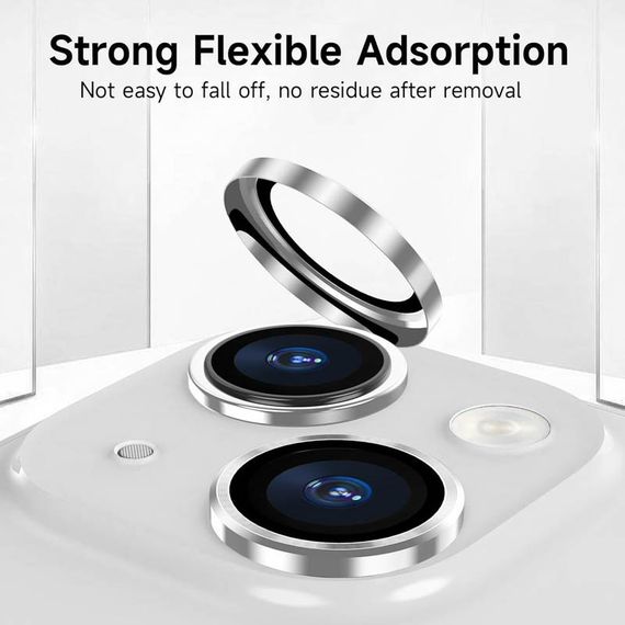 Захисне скло Metal Classic на камеру (у упак.) для Apple iPhone 15 (6.1") / 15 Plus (6.7") Срібний / Silver | Зображення 4