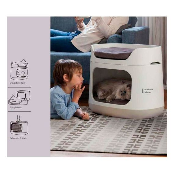 Лежак для животных Keter Pet Bunkbed 17201821, двухъярусный, пластиковый, с подушками, кремовый | Зображення 8