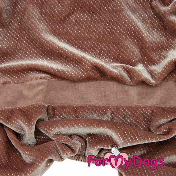 Велюровый комбинезон для собак For My Dogs перламутровый велюр, утепленный, розового цвета | Зображення 4