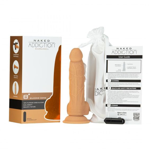 Фалоімітатор Naked Addiction - 8″ Silicone Dual Density Dildo Vanilla, віброкуля в подарунок Sex Aura | Зображення 3