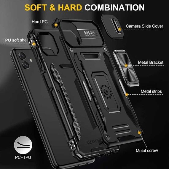 Ударостійкий чохол Camshield Army Ring для Samsung Galaxy A07 Чорний / Black | Зображення 4