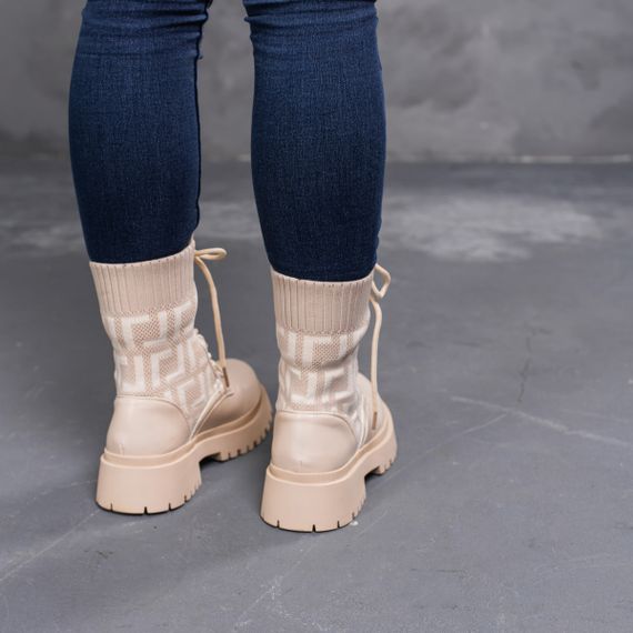Ботинки женские Fashion Horseshoe 3367 39 размер 25 см Бежевый | Зображення 5