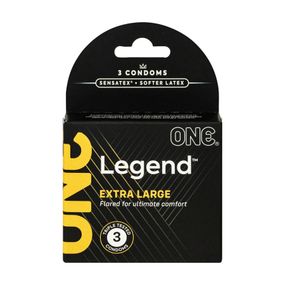 Презервативи ONE Legend XL, 3 шт, збільшений розмір, розширення на кінці, картонне паковання