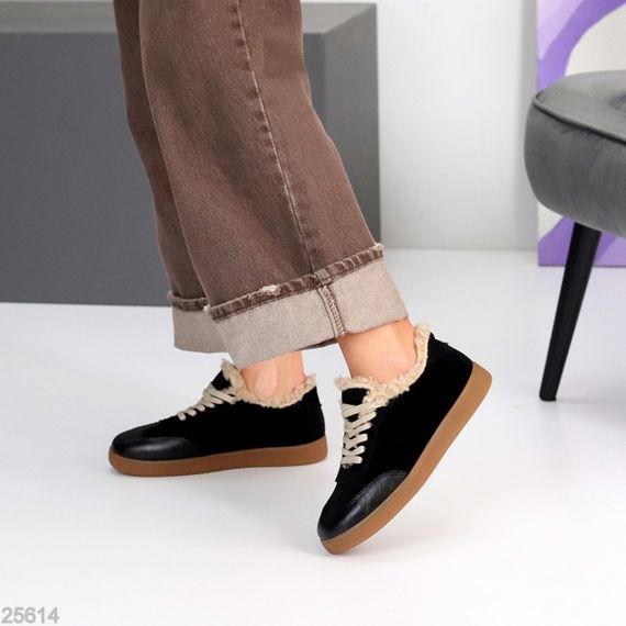Шикарні чорні кросівки утеплені натуральна шкіра + замша | Зображення 4