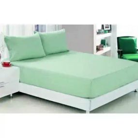 мятная Простынь махровая на резинке Anisa с наволочками (220х240+30 см)