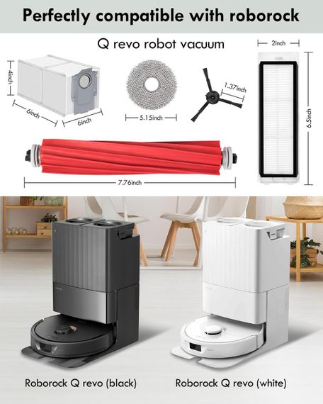 Набір аксесуарів для робота-пилососа Roborock Q Revo P10 19 шт, змінна щітка, серветки мопи для швабри, фільтри, пилозбірники | Зображення 1