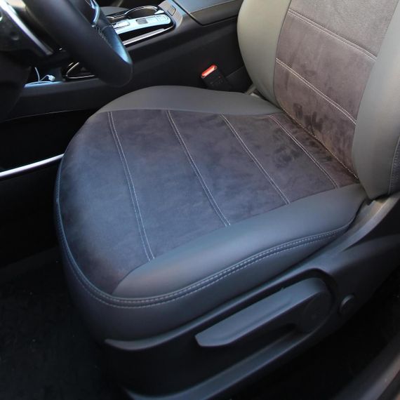Чохли на сидіння з екошкіри та антари Nissan Qashqai + 2 1 поколение 2010-2014 EMC-Elegant | Зображення 1