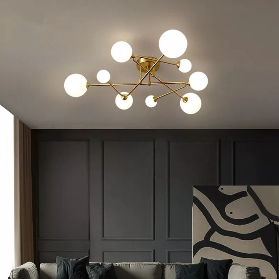 Люстра стельова на 9 лампочок 26783 Латунь 25х90х90 см. | Зображення 2