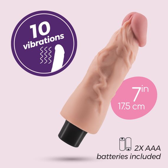 Вібратор реалістичний CRUSHIOUS Mr. Skin, 10 режимів, бежевий, 17,5 х 4 см Sex Aura | Зображення 7