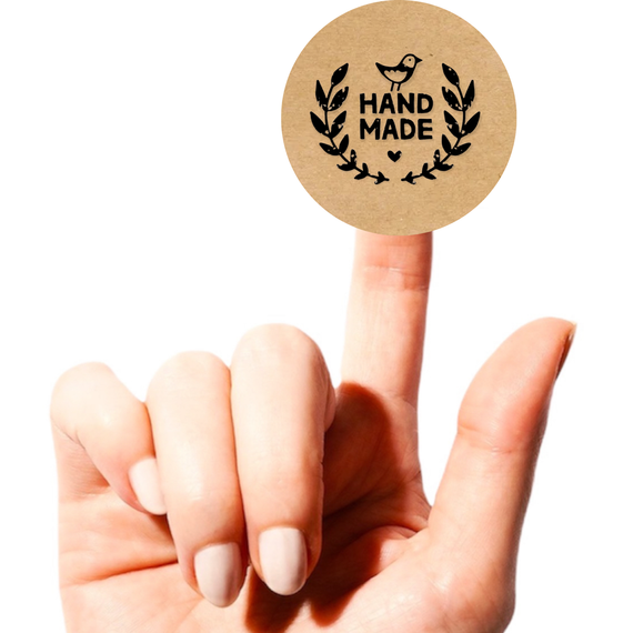 Этикетка круглая крафт "Handmade 06", Диаметр 50 мм, 250 шт/рулон, Viskom | Зображення 1