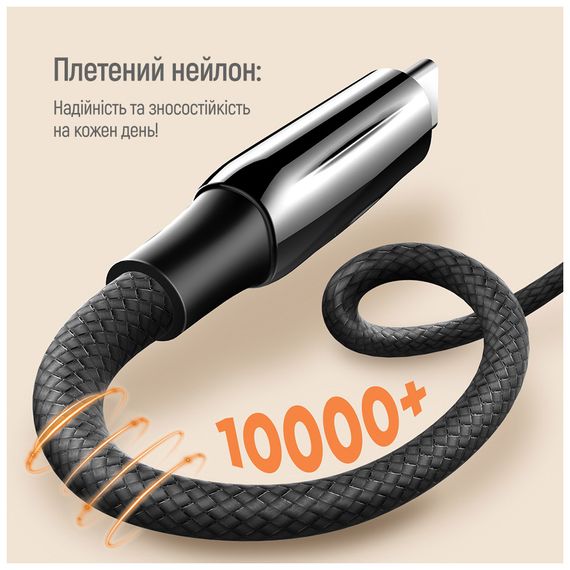 Дата кабель USB-C to USB-C 1.0m (PVC+Aluminum Alloy) (PD Fast Charging 240W) 5А black ColorWay (CW-CBPDCC069-BK) | Зображення 7