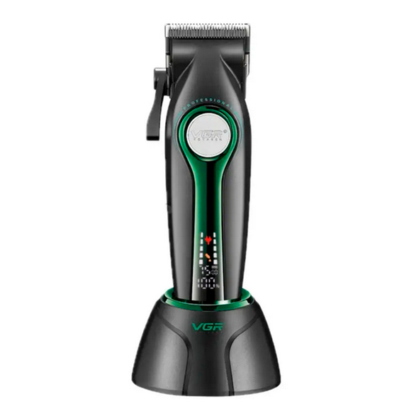 Аккумуляторная машинка для стрижки VGR V-010 GREEN, 6 насадок, 7500 RPM, 2500 mAh, LED дисплей | Зображення 2