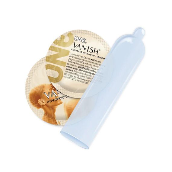 Презервативи ONE Vanish Hyperthin, 12 шт, ультратонкі, зі змазкою, подарункове паковання-тубус sexstyle | Зображення 1
