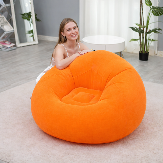 Надувне крісло-пуф Inflatable Sofa / Надувне крісло-мішок 110×110×85 см Помаранчевий