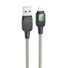 Дата кабель Hoco U124 Stone silicone power-off USB to Lightning (1.2m) Black