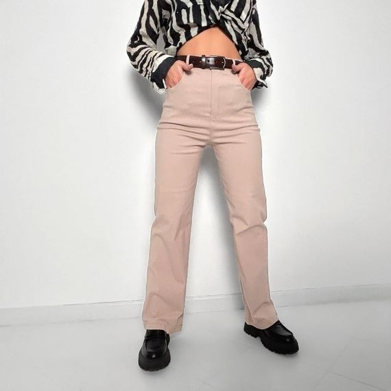 Женские широкие брюки палаццо из джинс-бенгалдина GF01698 цвет бежевый, размер 42 | Зображення 2