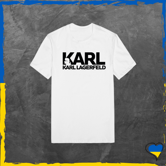 Футболка унісекс брендова Karl Lagerfeld футболка з бавовни з принтом базова Білий, 2XS