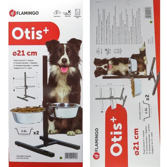 Flamingo Otis+ H-Stand миски для собак на штативі, 2 шт х 1.5 л | Зображення 1