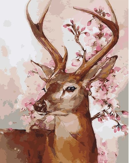 Олень и ветка сакуры